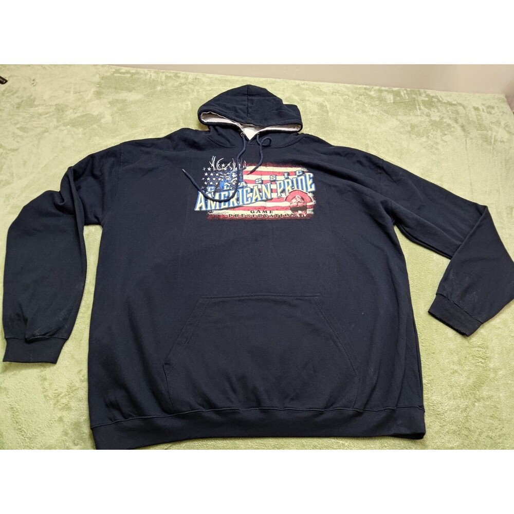 Patriotic Mens Blue  Hoodie Big Size 2XL Long Sleeve  "American "